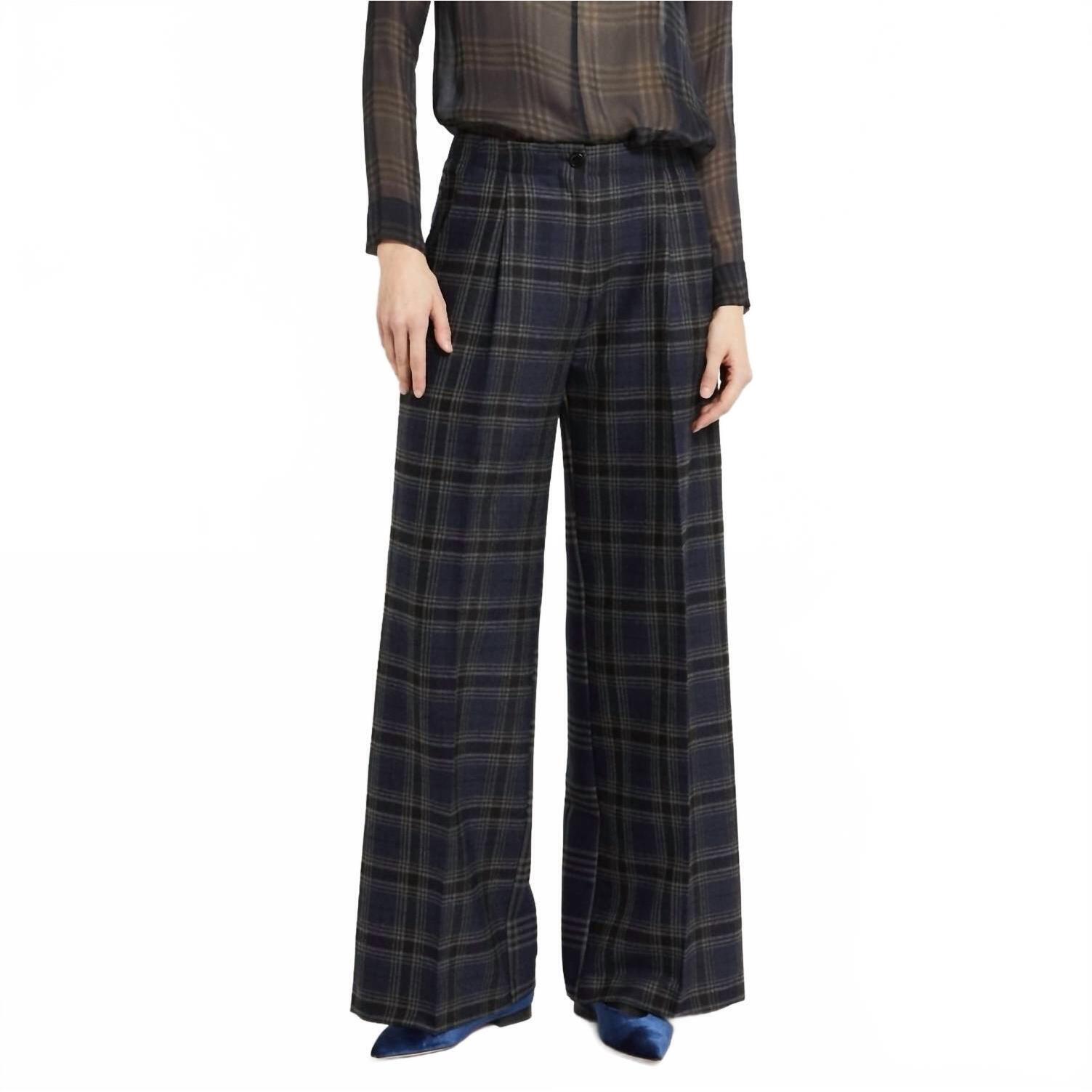 New Ottod'ame Palazzo Pants With Patchwork Check In Blue Plaid
